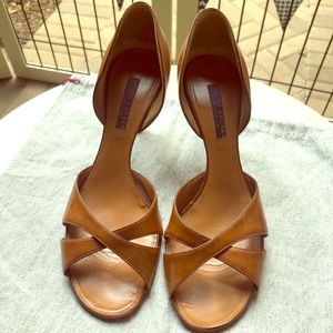 RALPH LAUREN Brown Leather D’Orsay Sandal 38.5